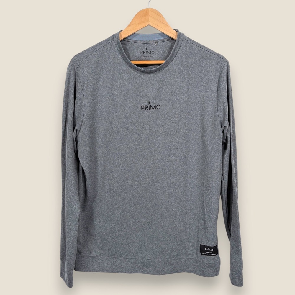 Primo Long Sleeve Performance Shirt Men Medium Gray Golf Activewear Stretch